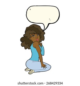 cartoon woman posing with speech bubble