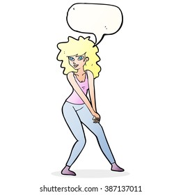 mulher de desenho animado posando com balão