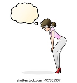 cartoon woman posing with thought bubble