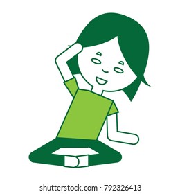 cartoon woman practicing yoga