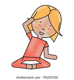 cartoon woman practicing yoga