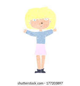 cartoon woman raising arms in air