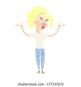 cartoon woman raising hands in air