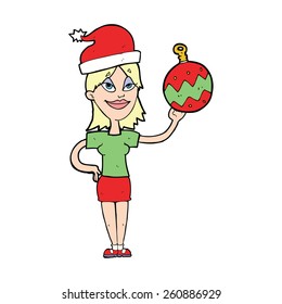 cartoon woman ready for christmas