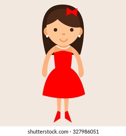 Cartoon Woman Red Dress Stock Vector ...
