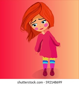 cartoon woman in red dress