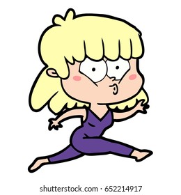 cartoon woman running