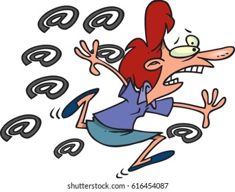 cartoon woman running from spam