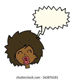 cartoon woman screaming with speech bubble