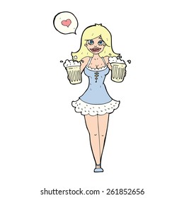 cartoon woman serving beer