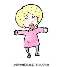 cartoon woman shrugging shoulders