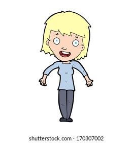 cartoon woman shrugging shoulders