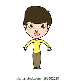 cartoon woman shrugging shoulders