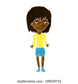 cartoon woman shrugging shoulders