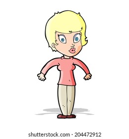 cartoon woman shrugging shoulders