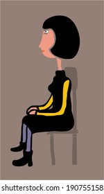 Cartoon woman sitting in chair 