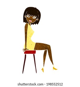 cartoon woman sitting on stool