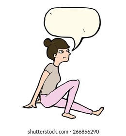 cartoon woman sitting with speech bubble