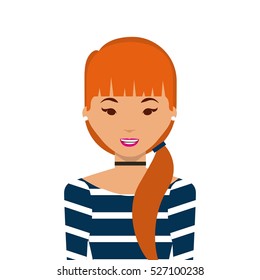 cartoon woman smiing wearing casual clothes over white background. colorful design. vector illustration