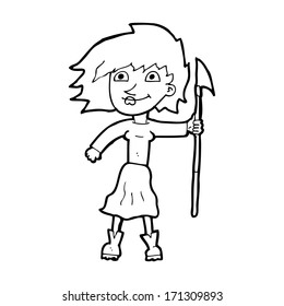 cartoon woman with spear