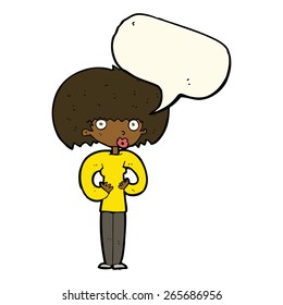 cartoon woman with speech bubble