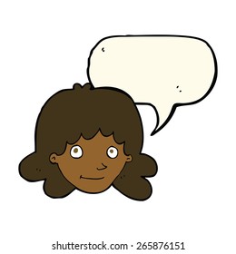 cartoon woman with speech bubble