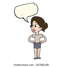 cartoon woman with speech bubble