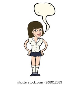 cartoon woman with speech bubble