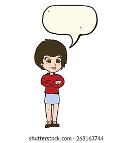 cartoon woman with speech bubble