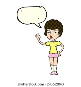 cartoon woman with speech bubble