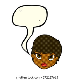 cartoon woman with speech bubble