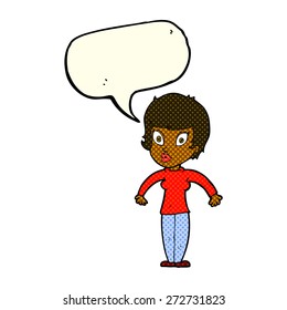 cartoon woman with speech bubble