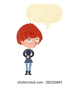 cartoon woman with speech bubble