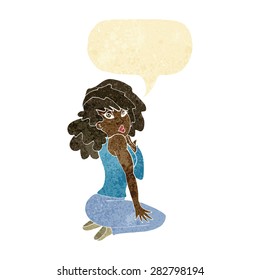 cartoon woman with speech bubble