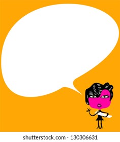 Cartoon Woman With Speech Bubble For Your Text