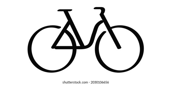 Cartoon woman sport cyclist banner, walppaper or card. Cycling icon. Funny vector bike signs. Female aports symbol. Clipart, comic cycling logo or pictogram. Line pattern. Women's bike, girl's bike.