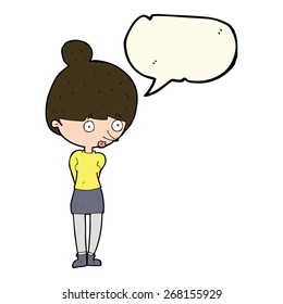 cartoon woman staring with speech bubble