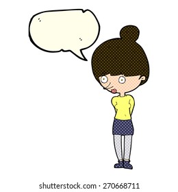 cartoon woman staring with speech bubble