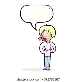 cartoon woman sticking out tongue with speech bubble