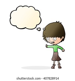 cartoon woman stressing out with thought bubble