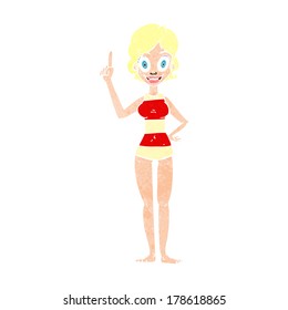 cartoon woman in striped swimsuit