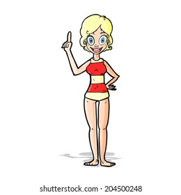 cartoon woman in striped swimsuit
