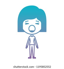 cartoon woman surprised kawaii character