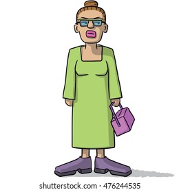 cartoon woman with a suspicious look