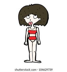 cartoon woman in swim suit