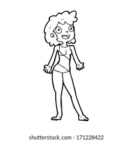 cartoon woman in swimming costume