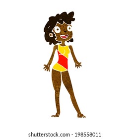 cartoon woman in swimming costume
