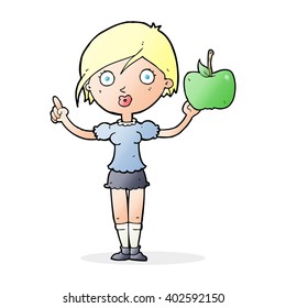 cartoon woman talking about healthy eating