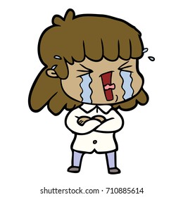 cartoon woman in tears