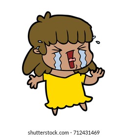 cartoon woman in tears